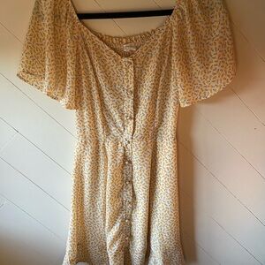 Sienna Sky Yellow Floral Button-Front Mini Dress